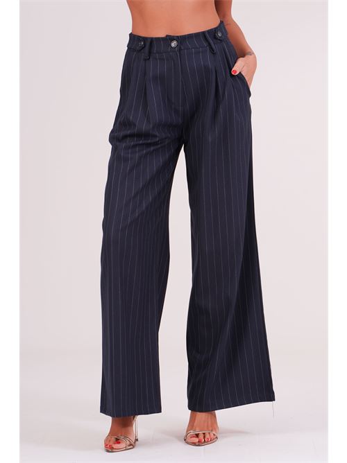 Pantalone palazzo gessato Another Label | SILVYEGESSATO NAVY